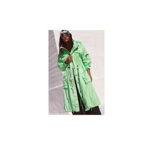 Free People Movement Aurora Neon Green Parka Women XL‎ Hooded Long Utility Coat